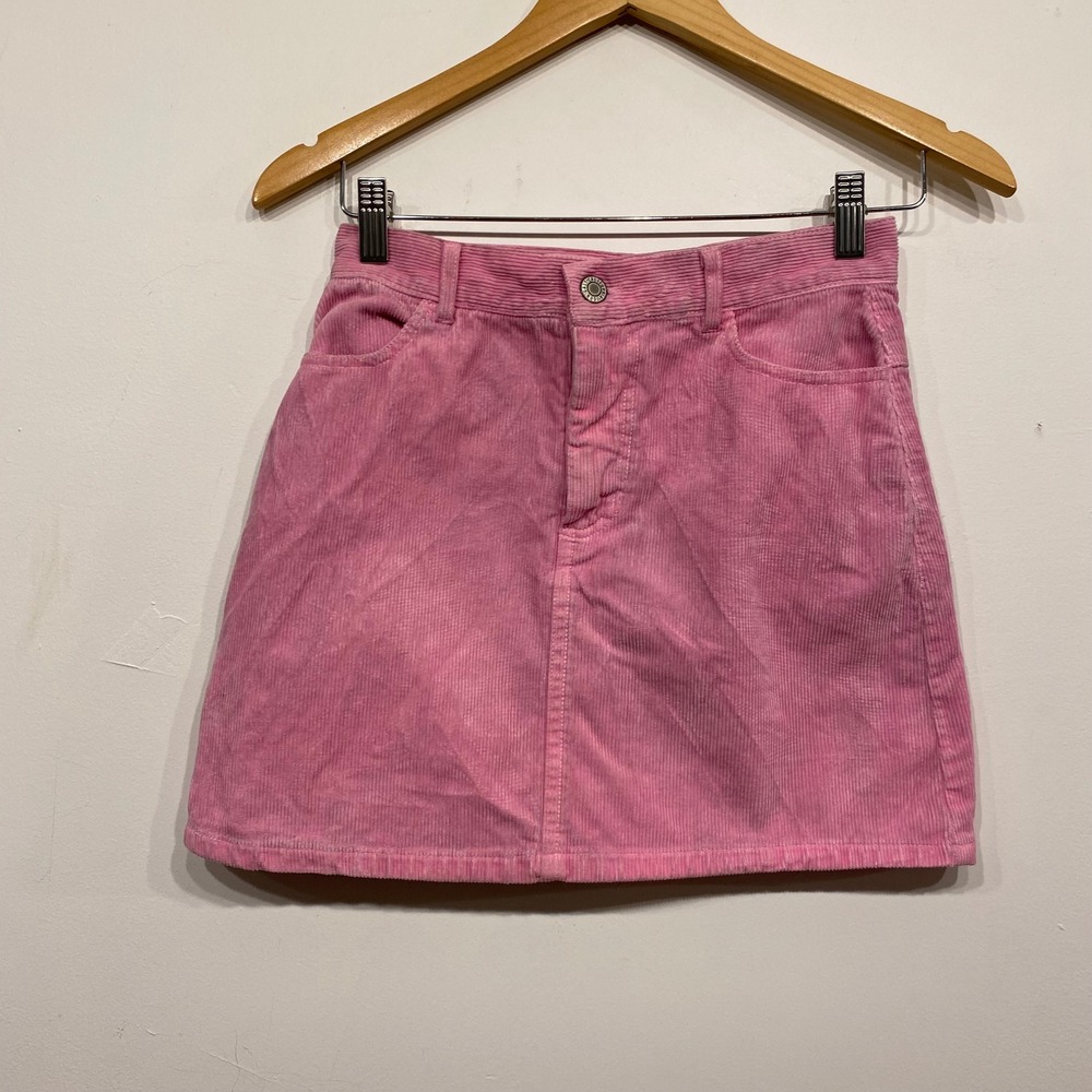 John Galt Brandy Melville Pink Corduroy Mini Skirt High Waisted A-Line Womens OS